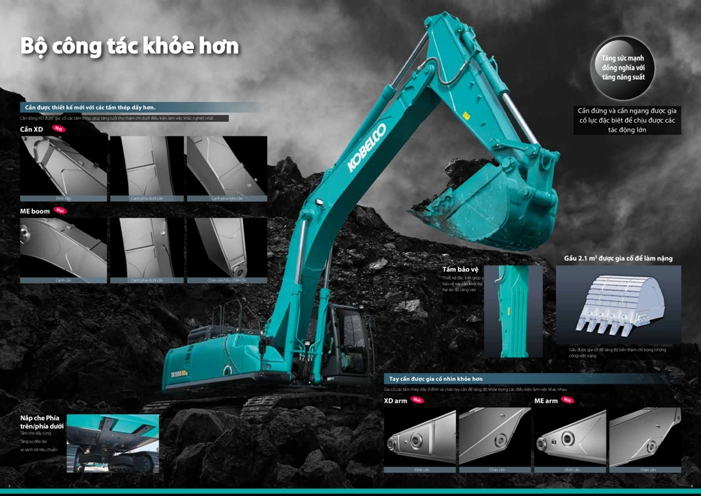 kobelco SK520XDLC-10 dung tích gầu lớn làm việc nặng ổn định